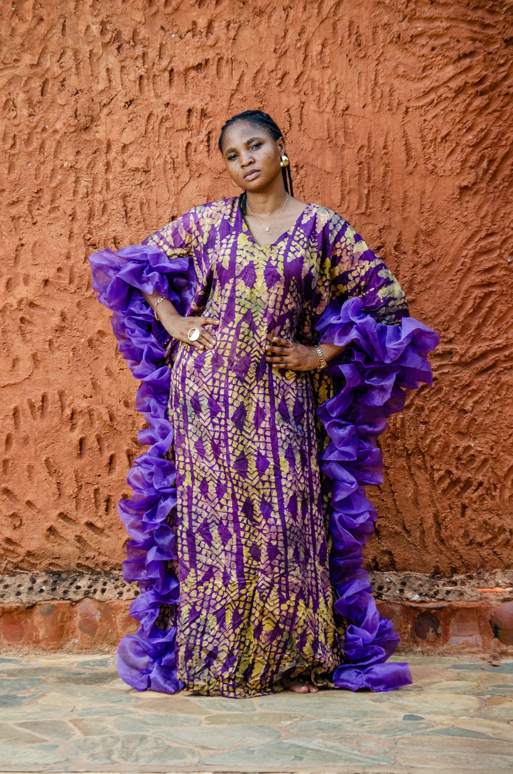 Wonderfro Gown — Ruffled Adire Crêpe Dress | NAYINA