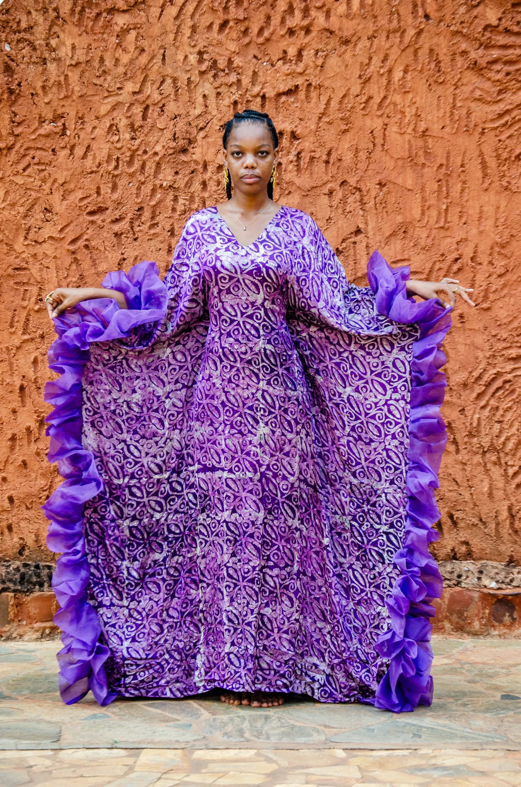Wonderfro Gown — Ruffled Adire Crêpe Dress | NAYINA