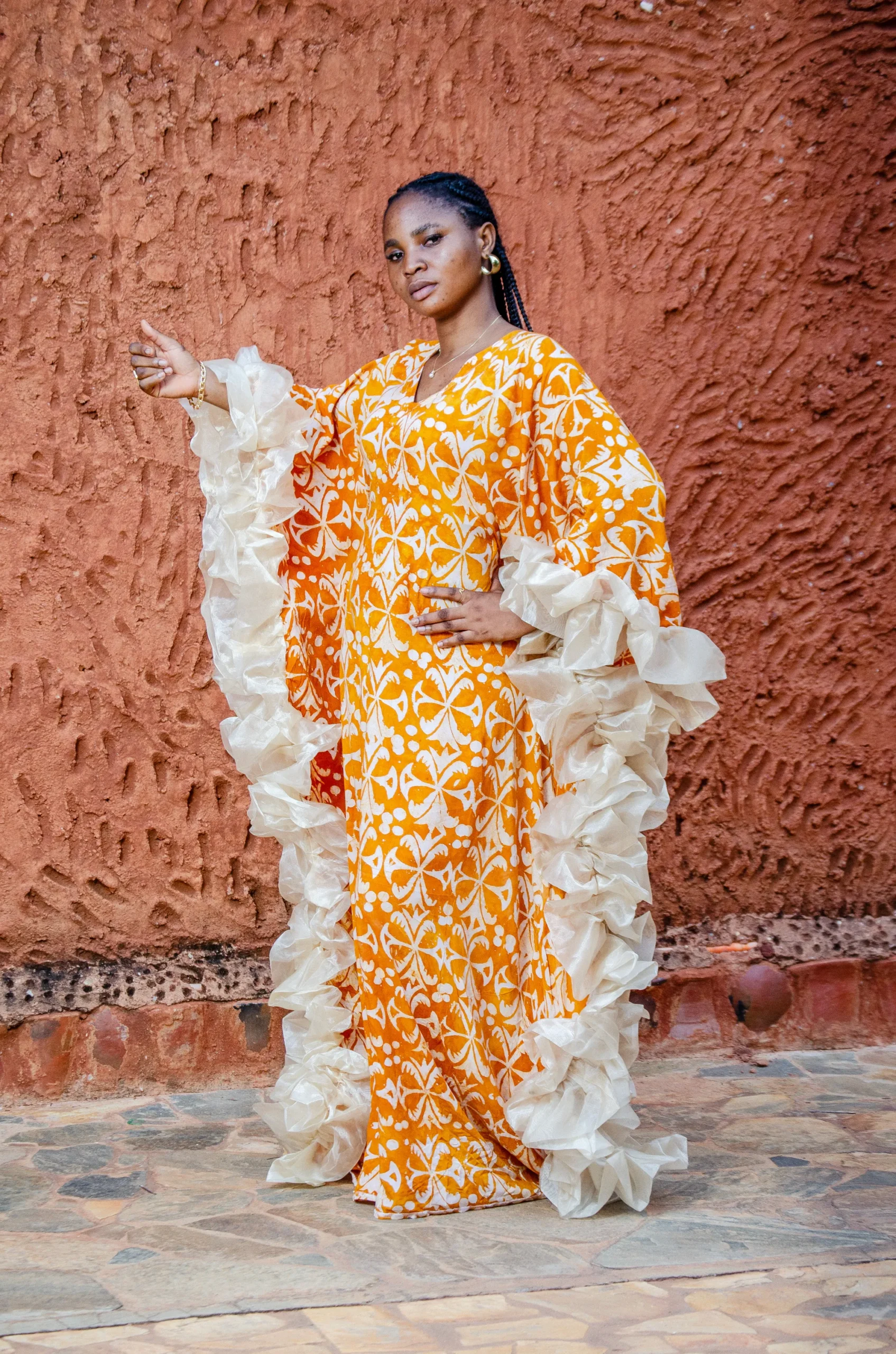 Wonderfro Gown — Ruffled Adire Crêpe Dress | NAYINA
